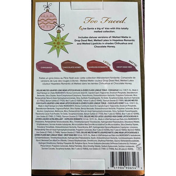 Too Faced Under the Kisseltoe Melted lipstick set Discontinued - Picture 2 of 2